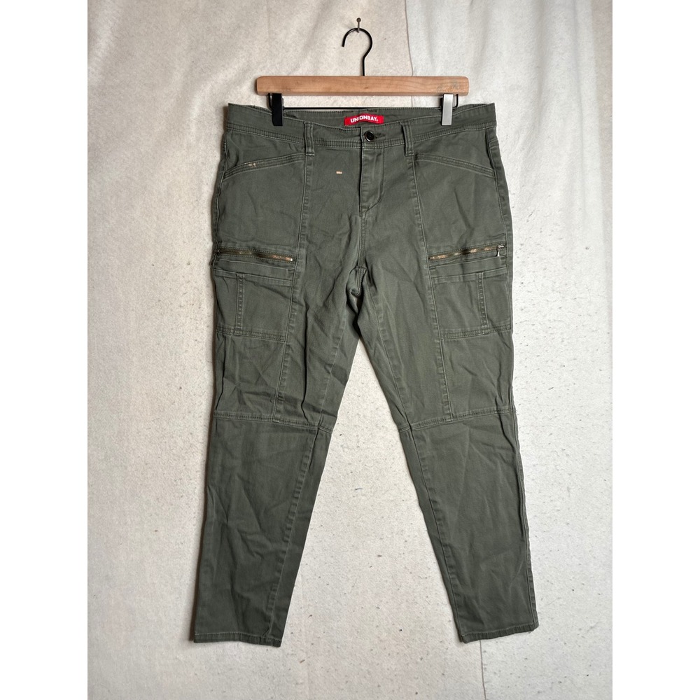 Unionbay Mens Olive Green Cargo Pants Slim Straight Zipper Pocket 31W J3W2838